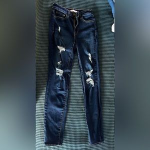 Dark Blue Ripped Skinny Jeans